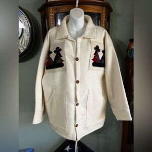 Vintage Wool Alpaca Folk Art Tapestry South American Jacket XL